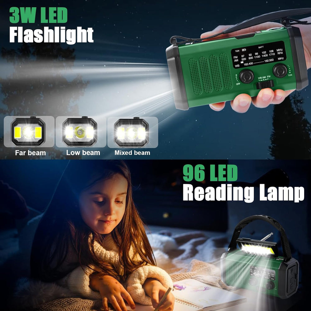 QAUYYW Hand Crank Solar Emergency Radio,74000mWh NOAA AM FM Weather Radio