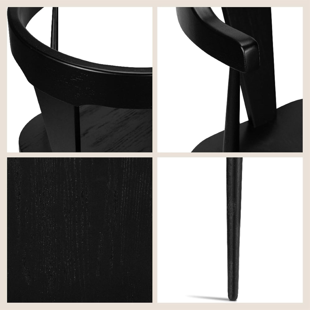 Poly & BARK Mid Century Modern Enzo Black Dining Chair – Solid Oak Wood S...