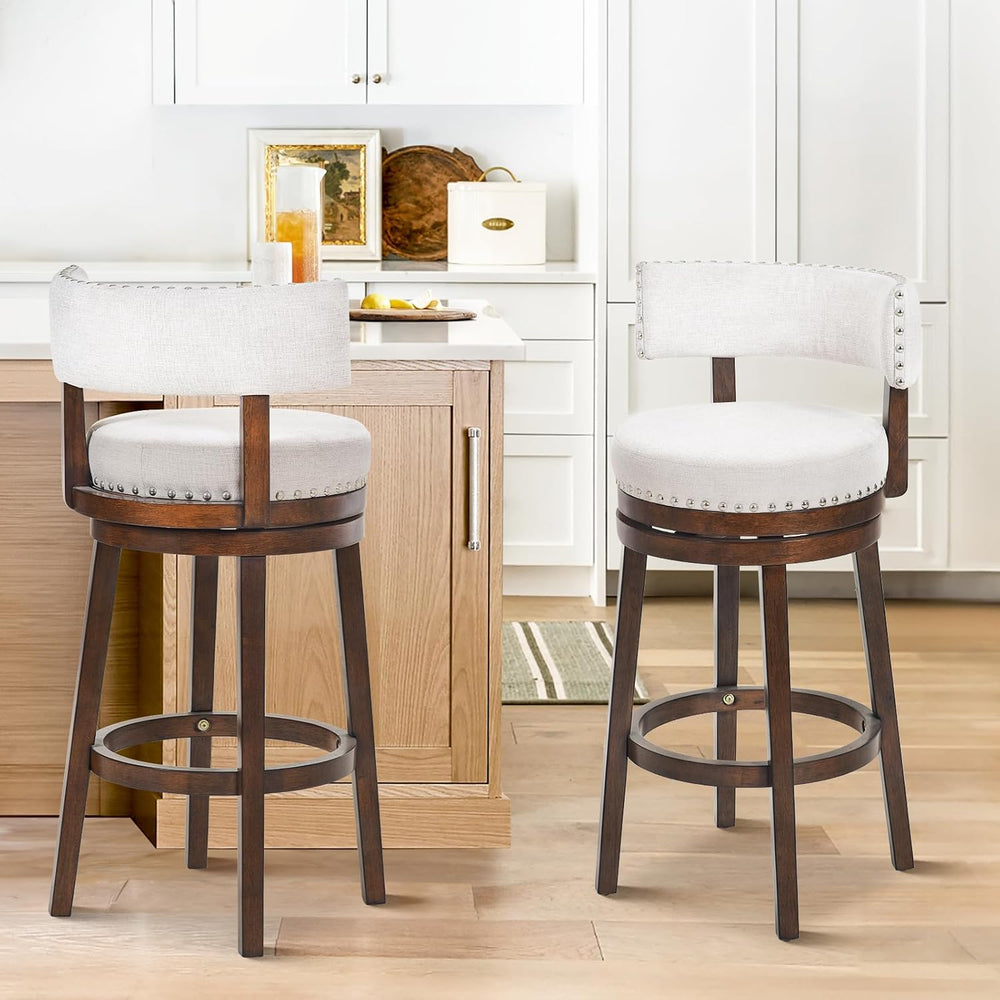COLAMY Swivel Bar Stool Set of 2, Bar Height Bar Chair, Modern Barstool with ...