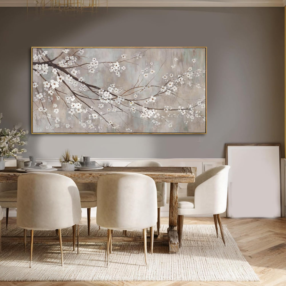 Flowers Wall Art Grey Pictures Wall Painting Large Framed Canvas Art Landscap...