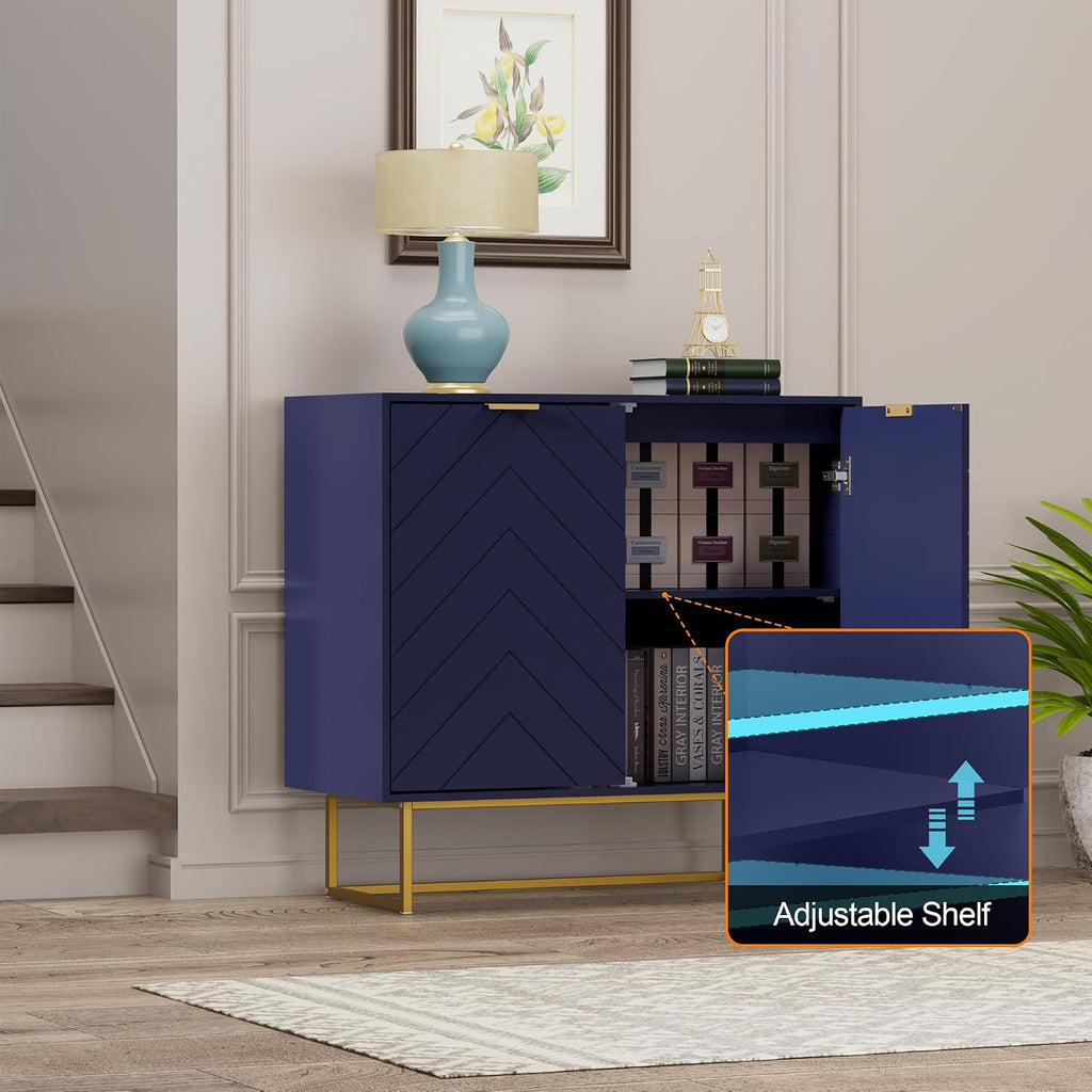 31'' Modern Sideboard Buffet with Storage for Living Room, Navy Blue