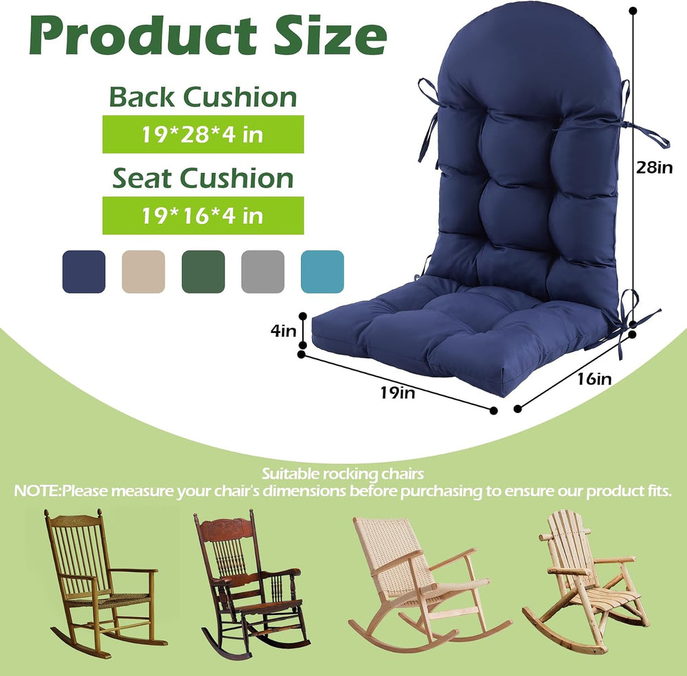 Rocking Chair Cushions, Indoor/Outdoor Adirondack Chair Cushion, Waterproof a...