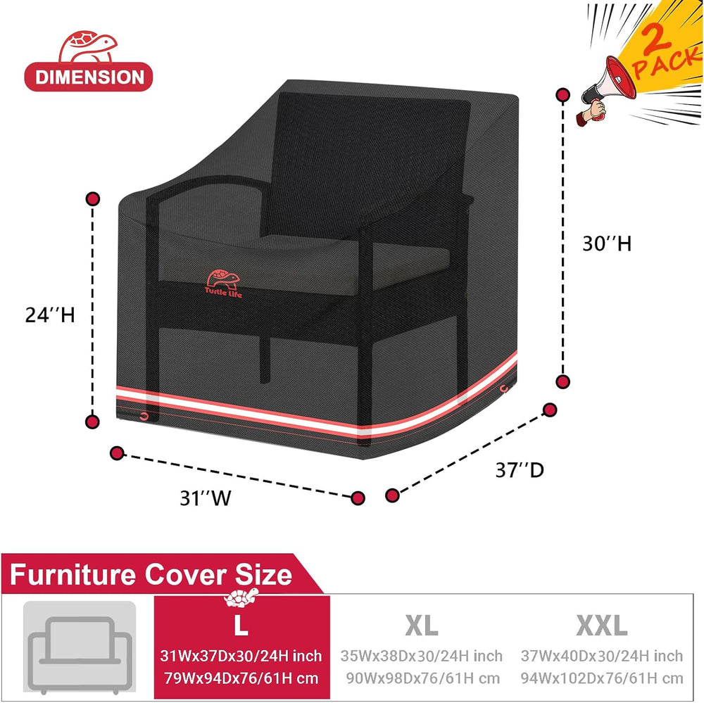 Turtle Life Patio Chair Cover, Heavy Duty Durable Waterproof Outdoor Lawn Arm...