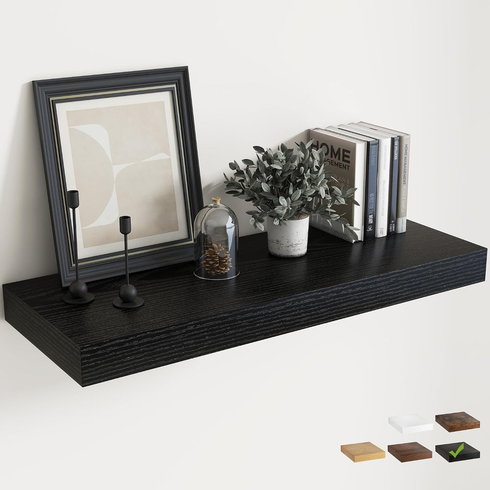 12 inch Deep Floating Shelves for Wall, 36" Wide, Black Finish, 1-Pack