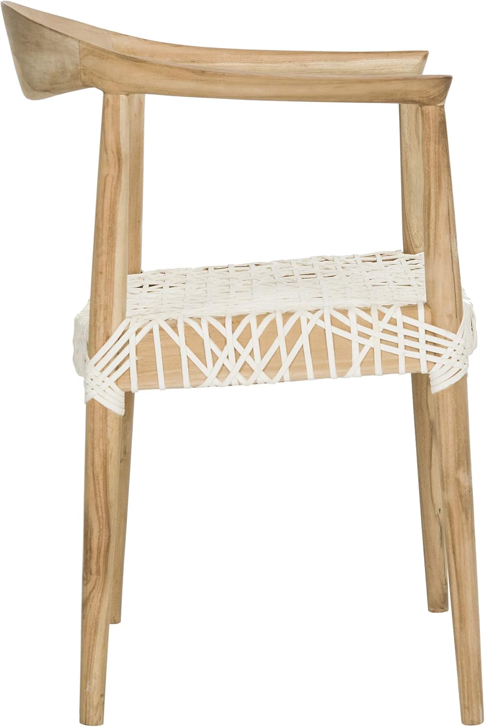 SAFAVIEH Home Collection – Wade Light Oak Teak Wood Arm Chair with Woven Leat...