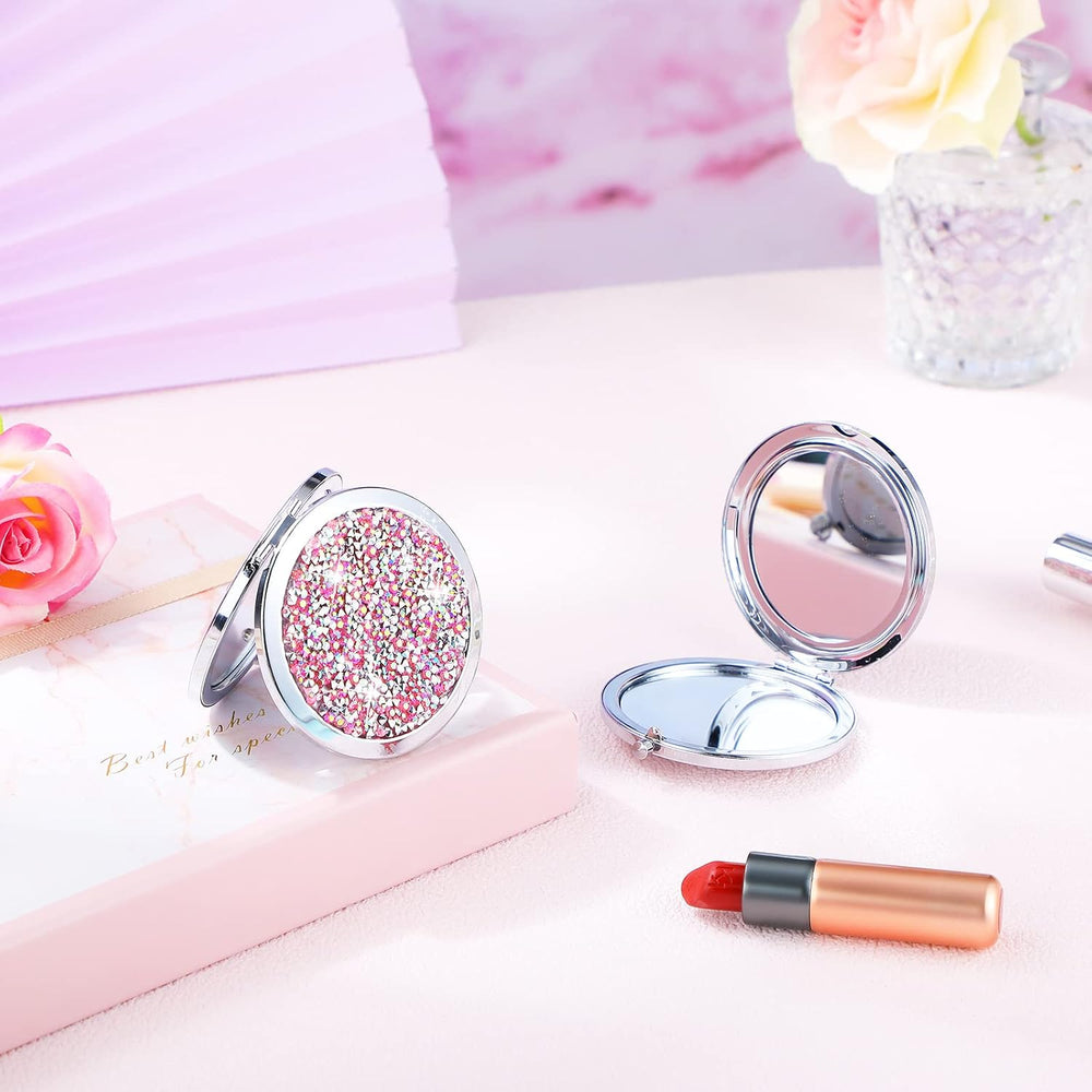 Maitys 16 Pcs Pink Compact Mirror Bulk for Purse Cosmetic Folding 2.75 Inch