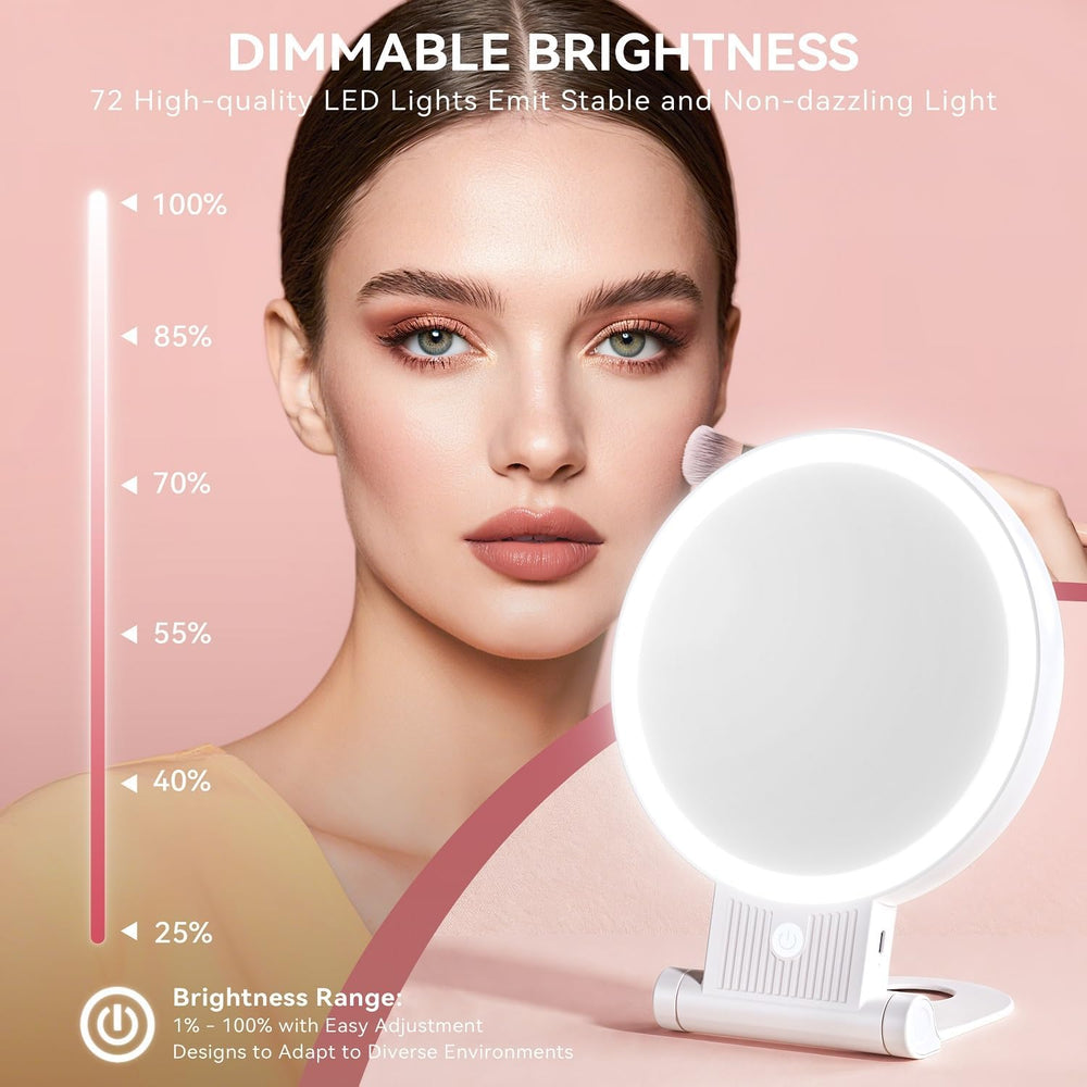 Auxmir Rechargeable 1X/30X Magnifying Makeup Mirror with Light, White