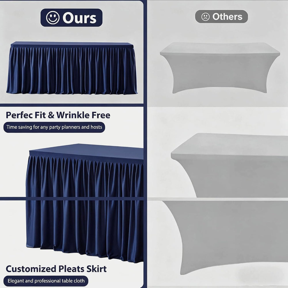Wish Care 6 Pack Navy Blue Rectangle Table Clothes for 6 Foot Tables, Polyest...