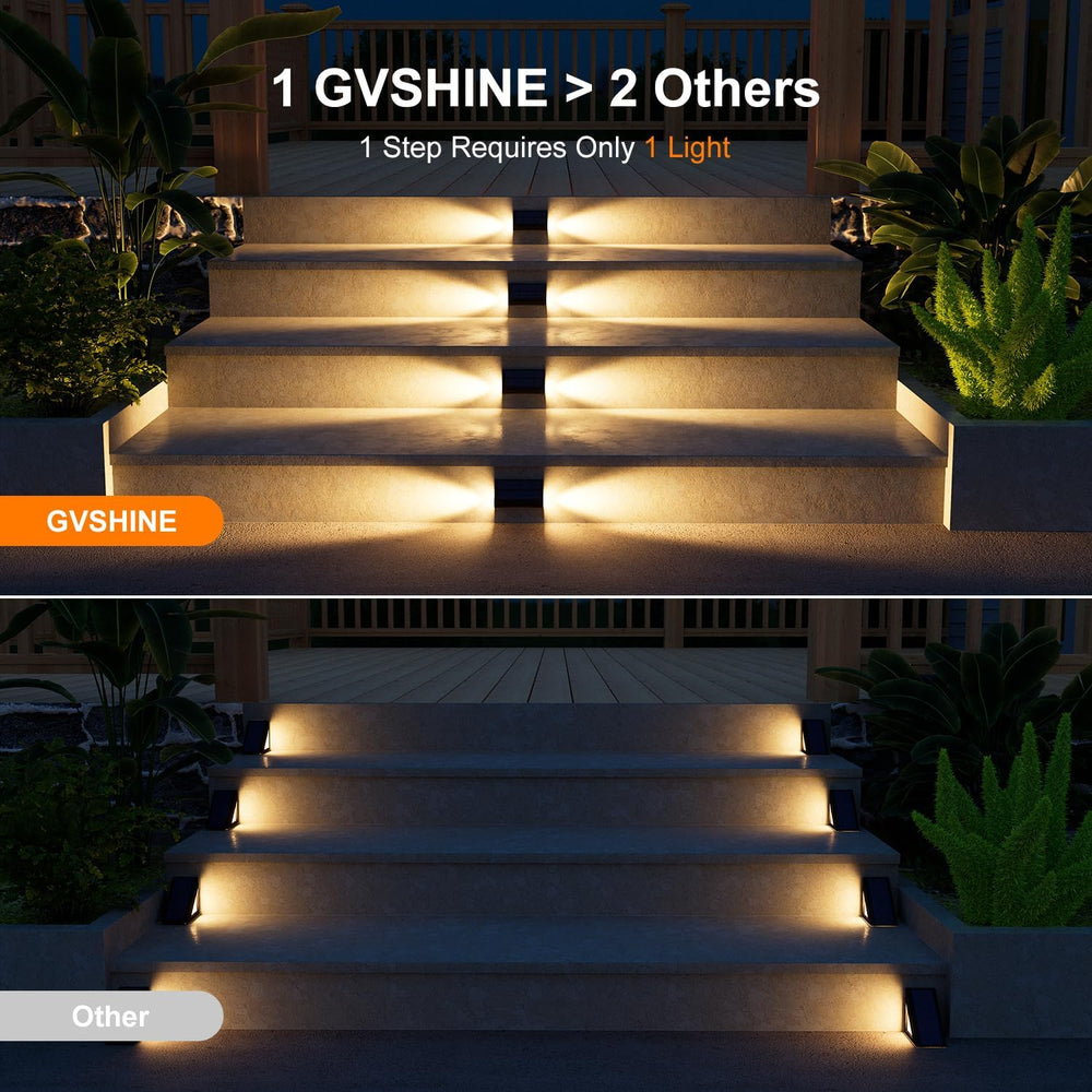 16-Pack Solar Step Lights, Waterproof, Warm White Dual-Sided Glow
