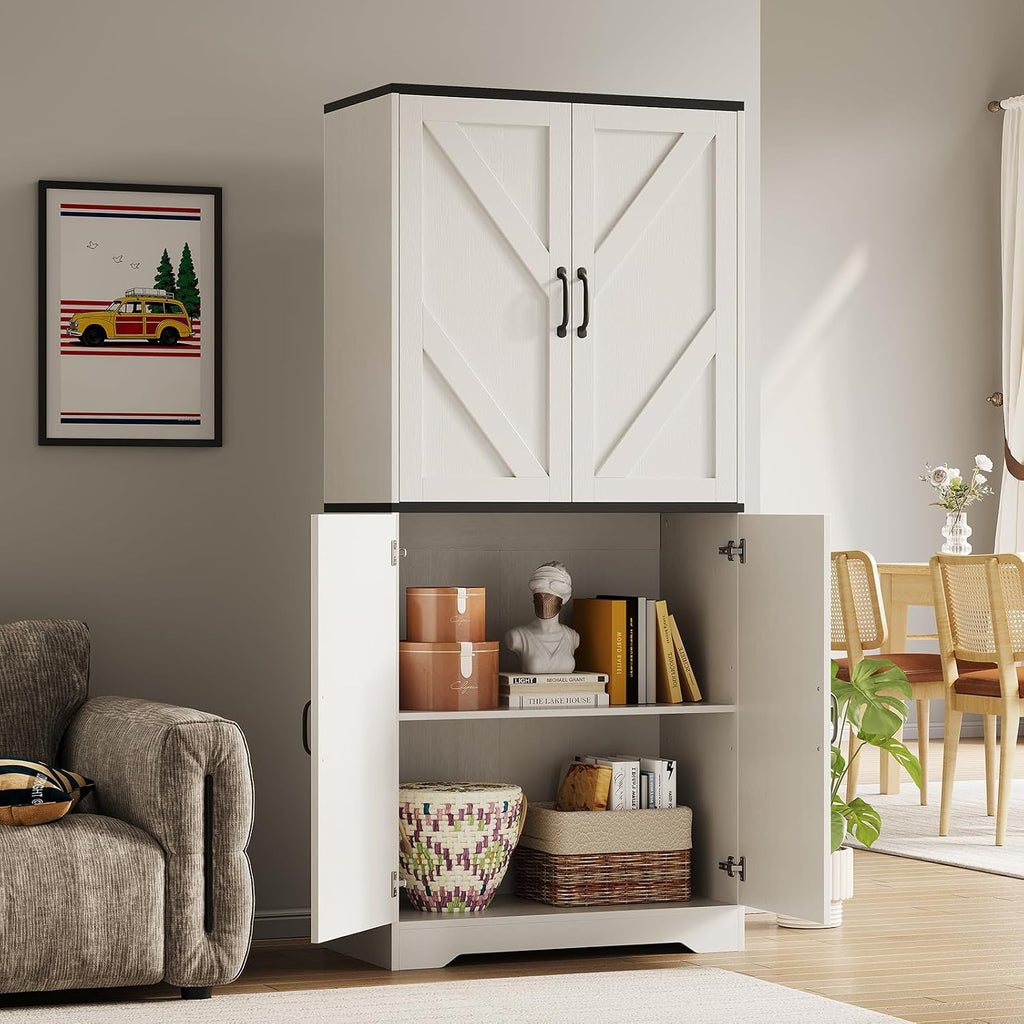 IDEALHOUSE 70" Kitchen Pantry Storage Cabinet with 3 Adjustable Shelves