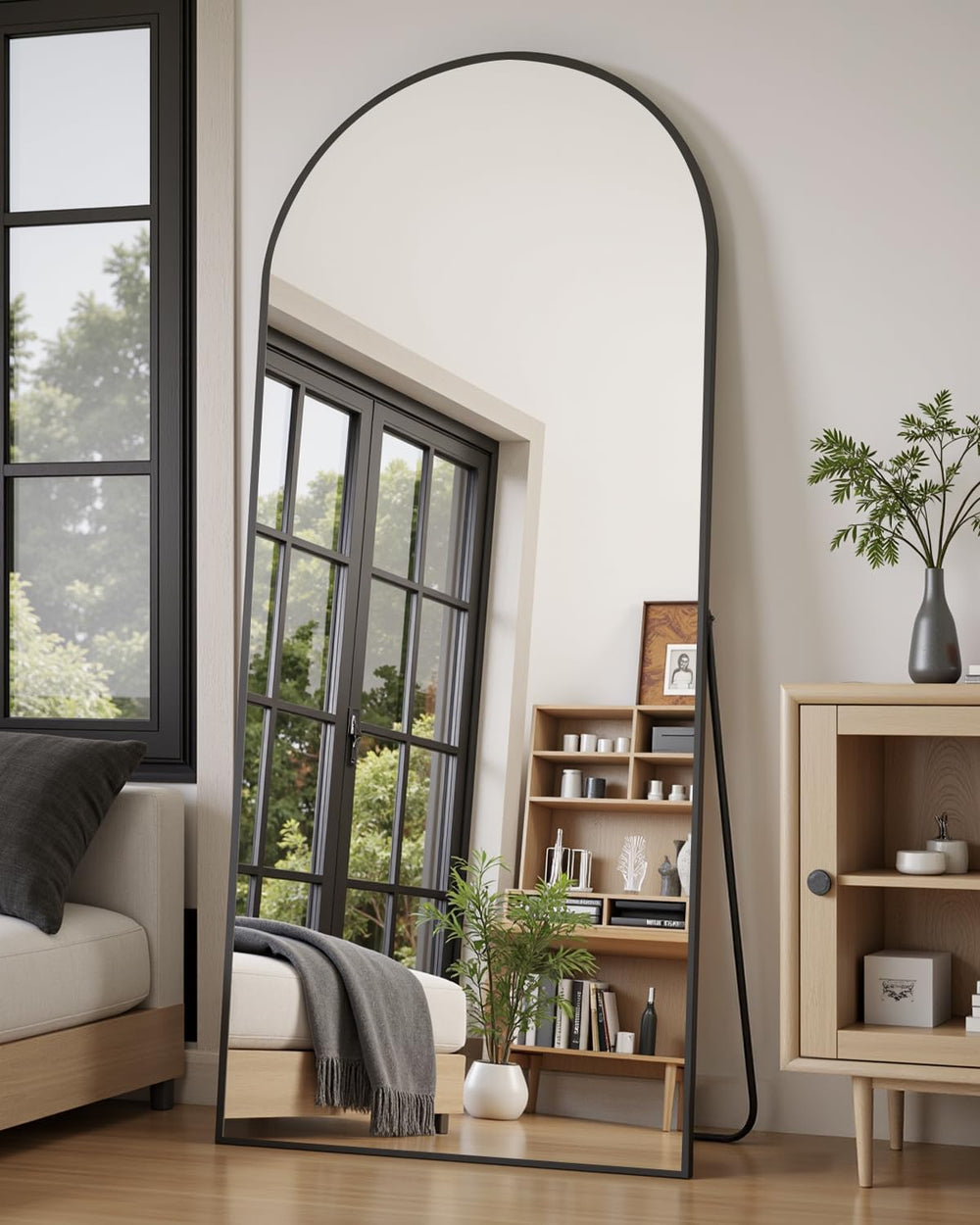 Suidia 71" x32” Arched Full Length Floor Mirror, Black Full Body Mirror