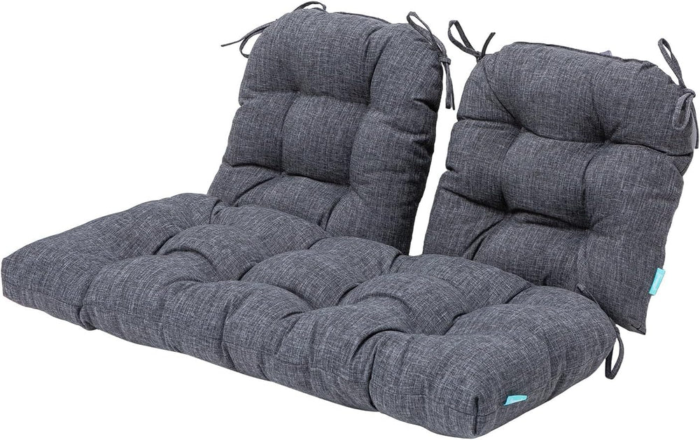 QILLOWAY Outdoor Patio Cushions Set of 3, Wicker Furniture Cushions with Ties...