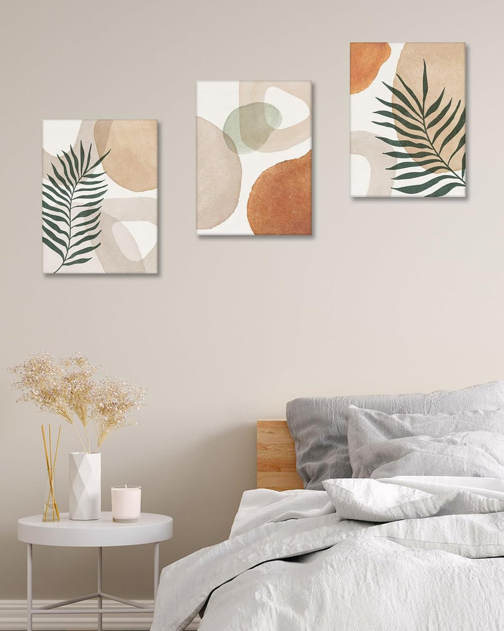 HesenDot Abstract Botanical Wall Art Set of 3, 40x60CM Neutral Plant Framed C...