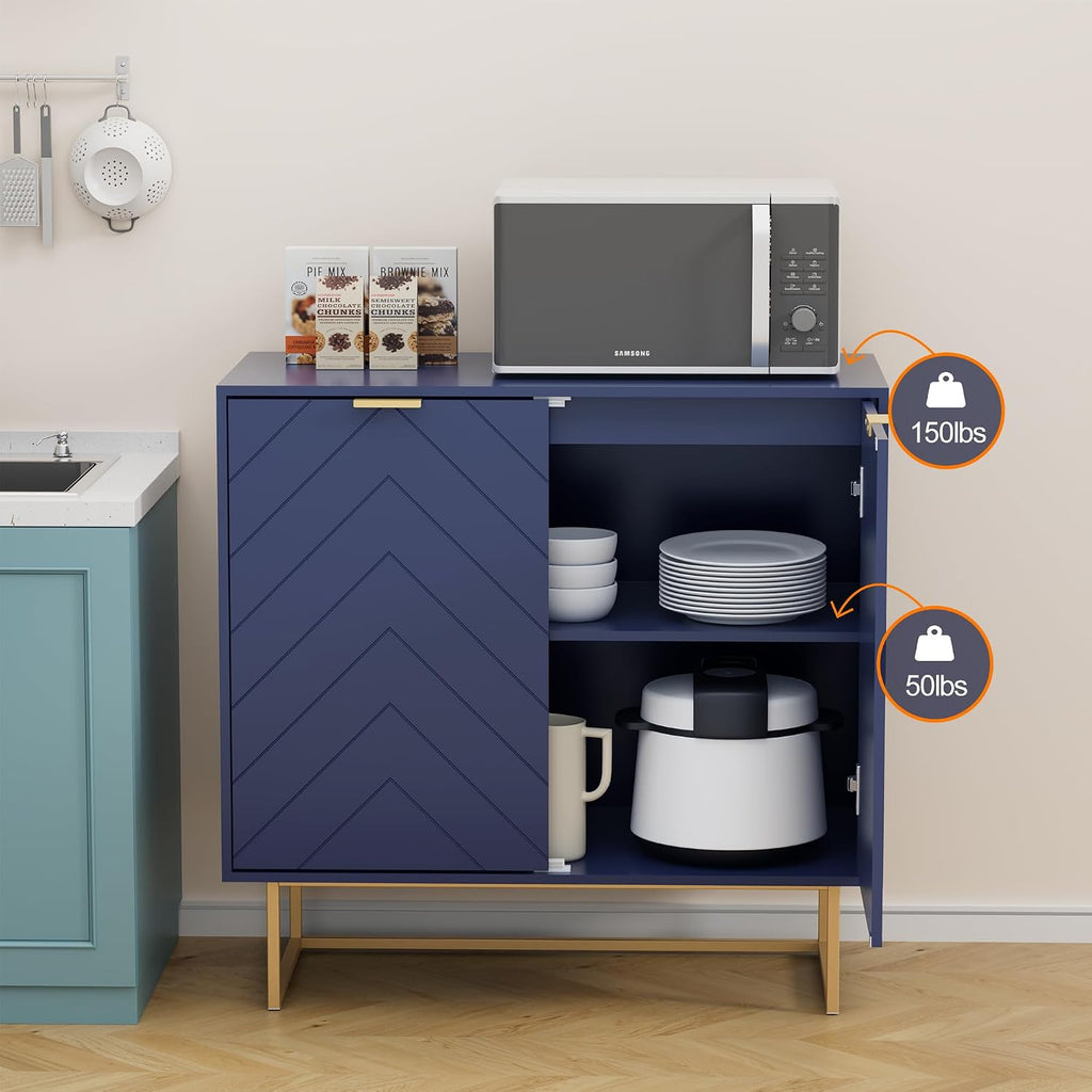 31'' Modern Sideboard Buffet with Storage for Living Room, Navy Blue