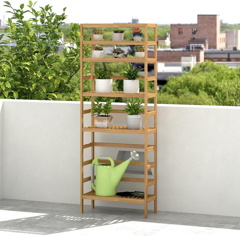 Bamboo Rack, Adjustable Bamboo Shelf, Bathroom Living Room, 6-Tier