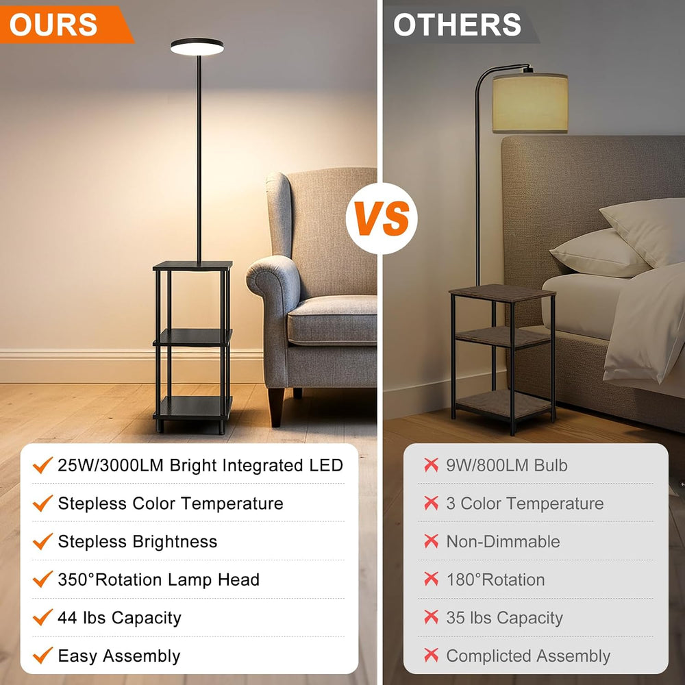 LED Floor Lamp with Table, 25W/3000LM Super Bright Floor Lamp with Remote
