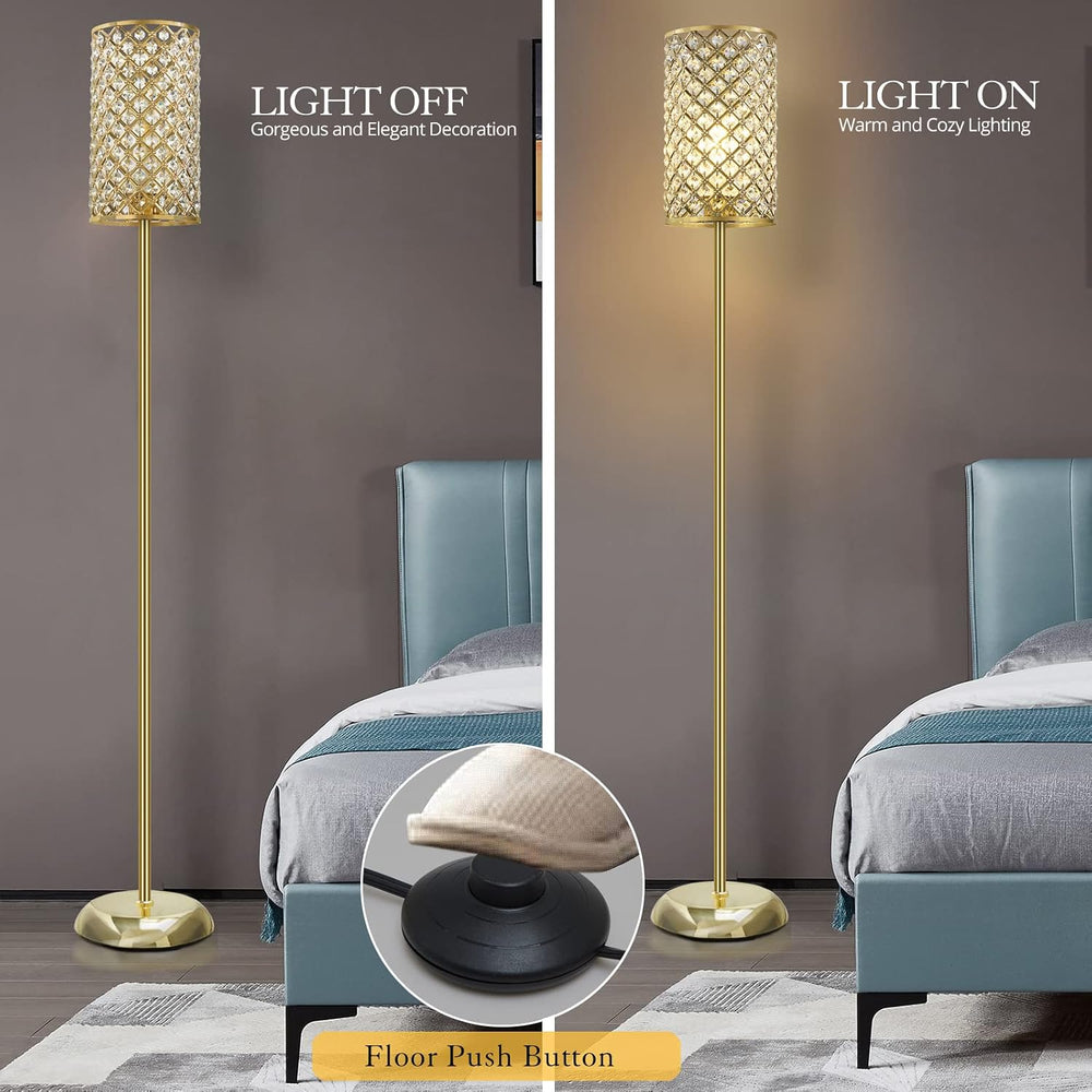 GyroVu Gold Floor Lamp,Elegant Crystal Floor Lamp Modern Standing Lamp with O...
