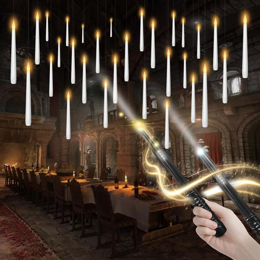 kakoya Flameless Floating Candles with Wand，30 Pcs Magic LED Hanging Taper Ca...