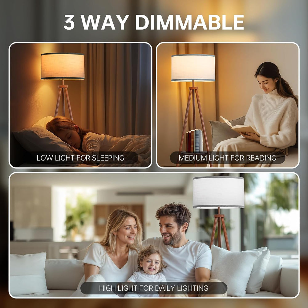 EOEYYOYB Floor Lamps for Living Room, Modern Standing Lamp with Shelf, 3 Colo...