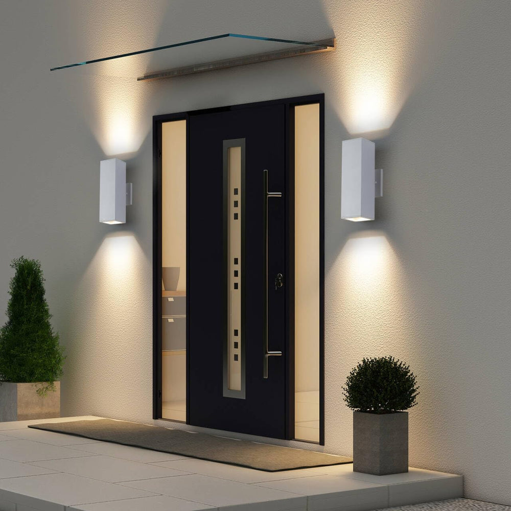 Cerdeco 13" White Square Modern Outdoor Wall Light Exterior Wall Sconce