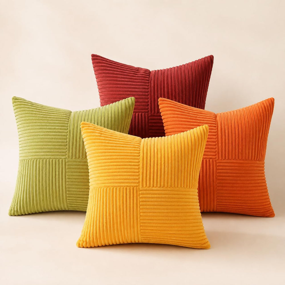 Topfinel Fall Burnt Orange Decorative Throw Pillows Covers 24x24,Soft Corduro...