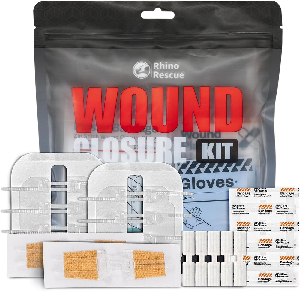 RHINO RESCUE Wound Closure Kit with 3 Types Butterfly Bandages