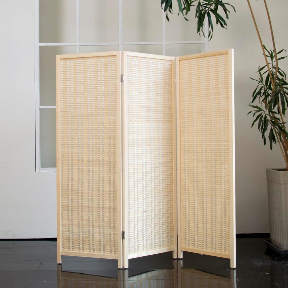 3 Panel Short Room Divider - 3.9 ft Tall Double-Side Folding Privacy Screen, ...