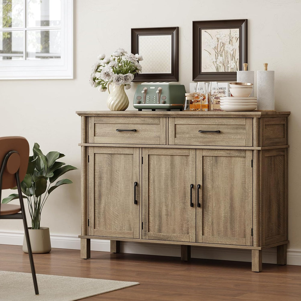 ONBRILL 48 Inch Buffet Cabinet with Storage, Washed Grey