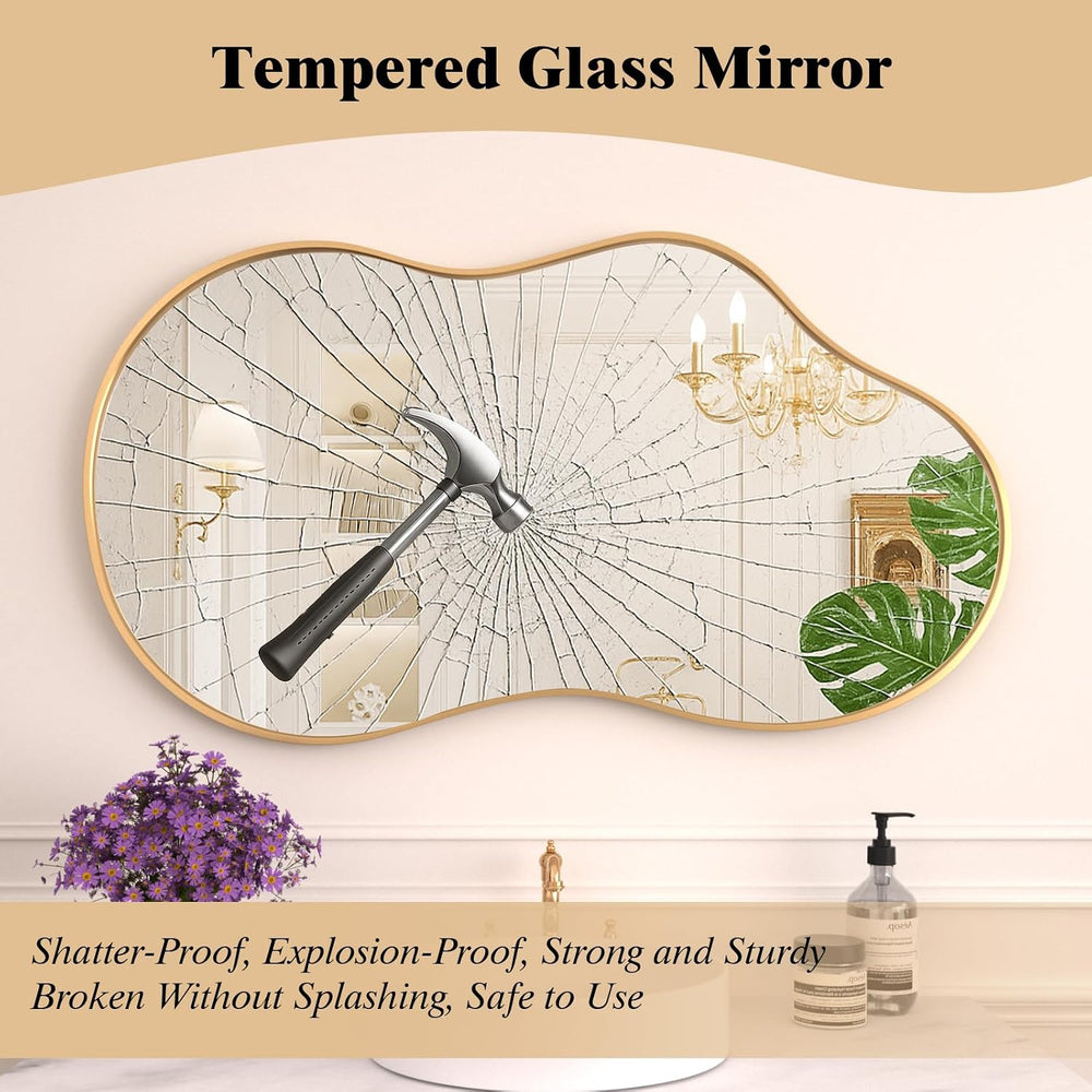WEER Gold Irregular Wall Mirror for Bathroom 26X46 Inch