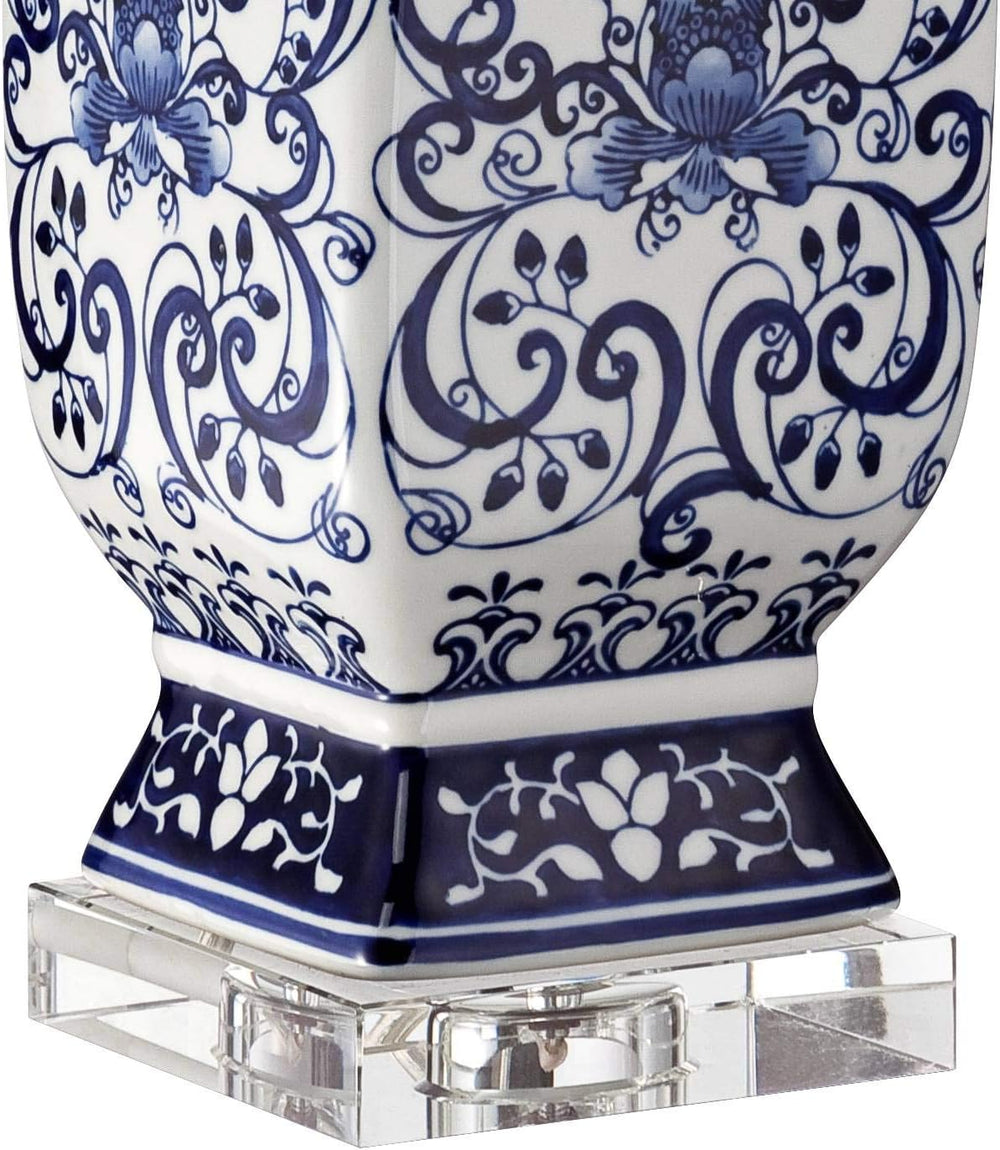 Regency Hill Iris 28" Tall 3-Way Table Lamp Blue White Porcelain Dimmer