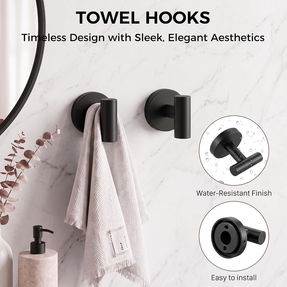 5-Piece 23.6 Inch Matte Black Bathroom Hardware Accessories Set