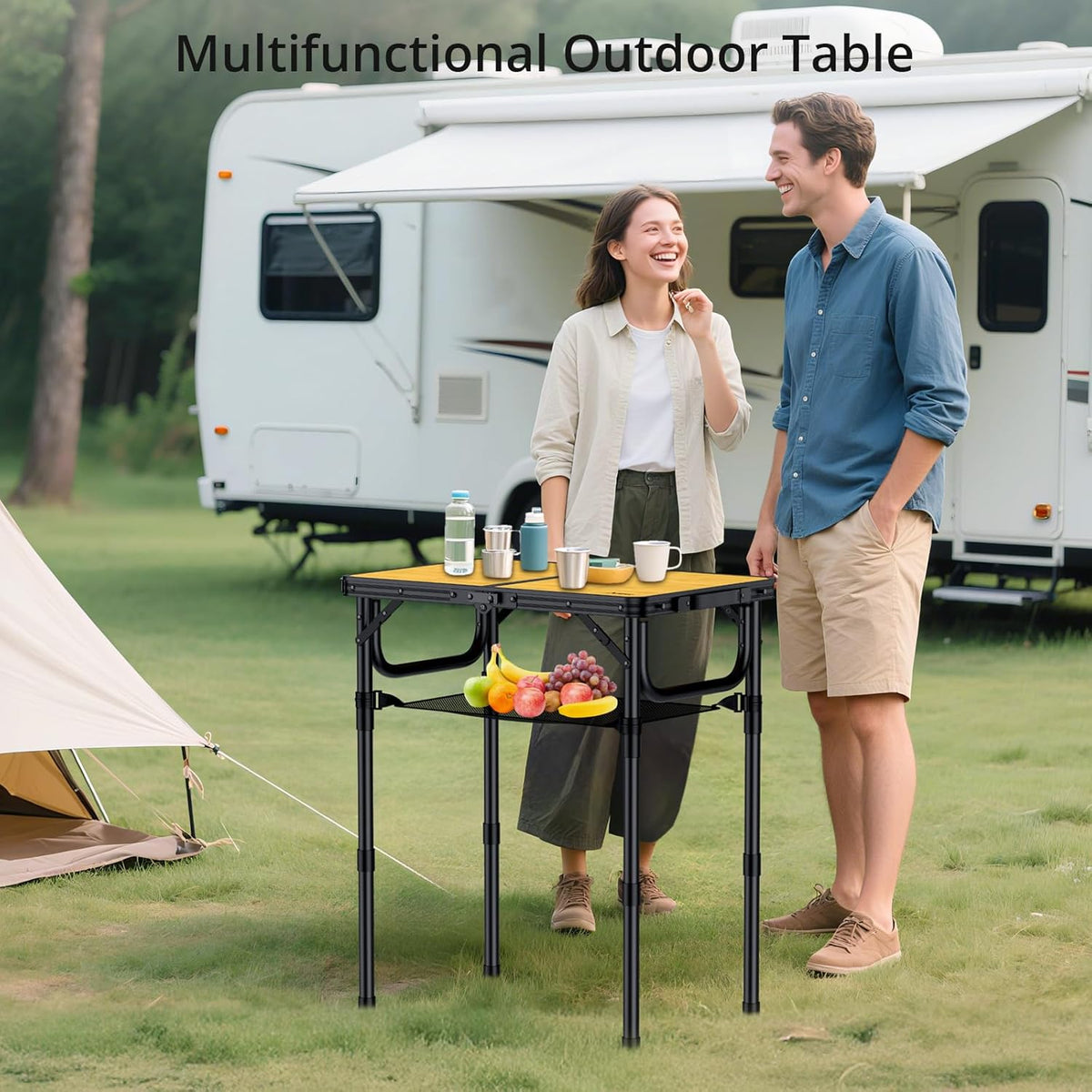 Anbte 2ft Camping Table Foldable, 24" x 16" Small Folding Table Portable