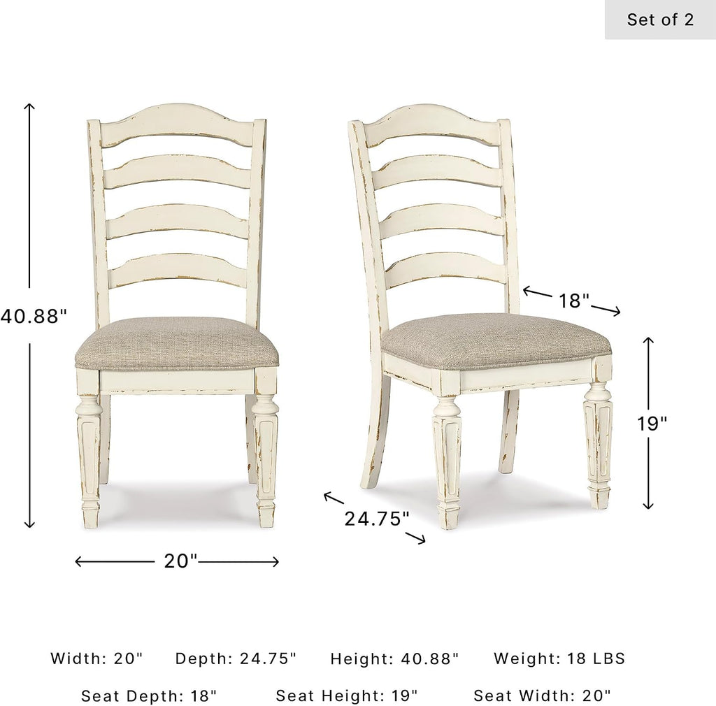 Signature Design by Ashley Realyn Wood Dining Chairs Set of 2, White