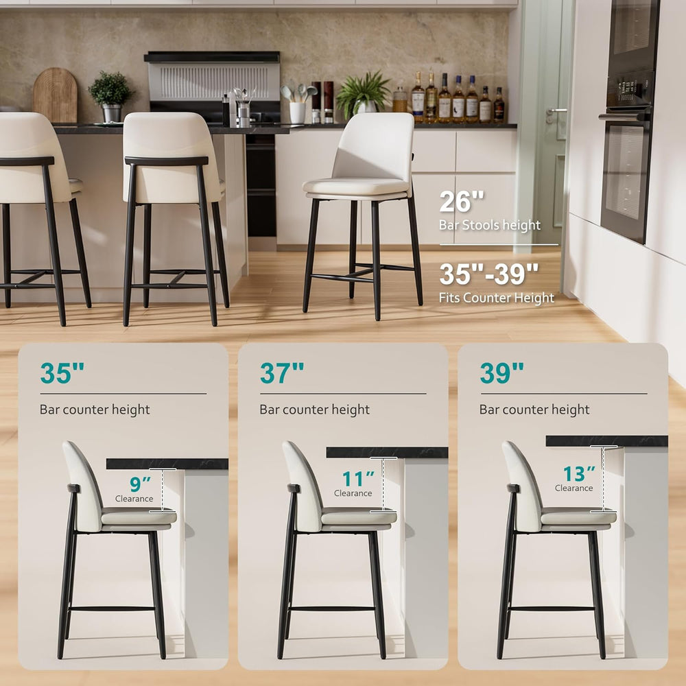 GXJ White Counter Height Bar Stools Set of 2, Dual Textured Seats