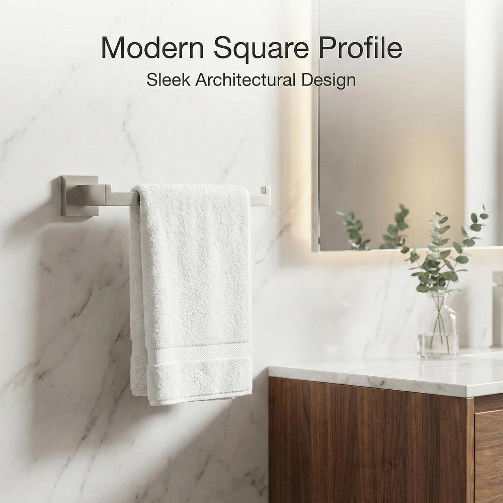 5-Piece Bathroom Hardware Set, 16 in Towel Bar, Brushed Nickel