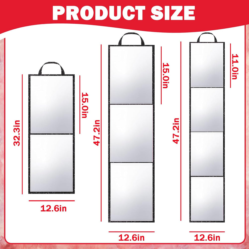 Foldable Acrylic Full Length Mirror, Black, Four-Fold, Thickened