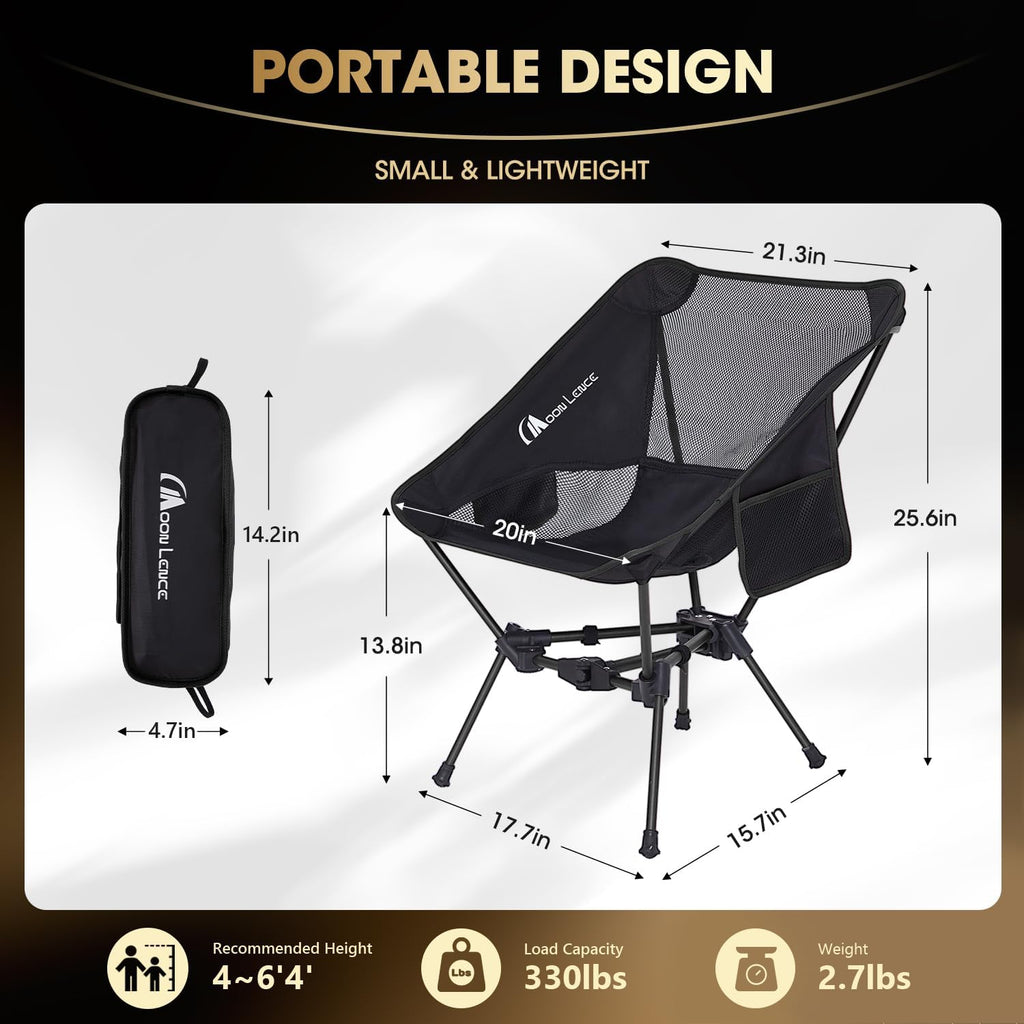MOON LENCE Portable Camping Chair Backpacking Chair - The 4th Generation Ultralight Folding Chair - Compact, Lightweight Foldable Chairs for Hiking Mountaineering Beach