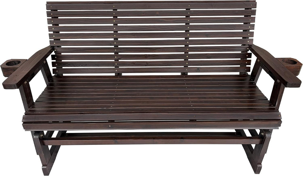 Fortune Candy Patio Glider with Cup Holders, Chocolate Tone, 3-Seater