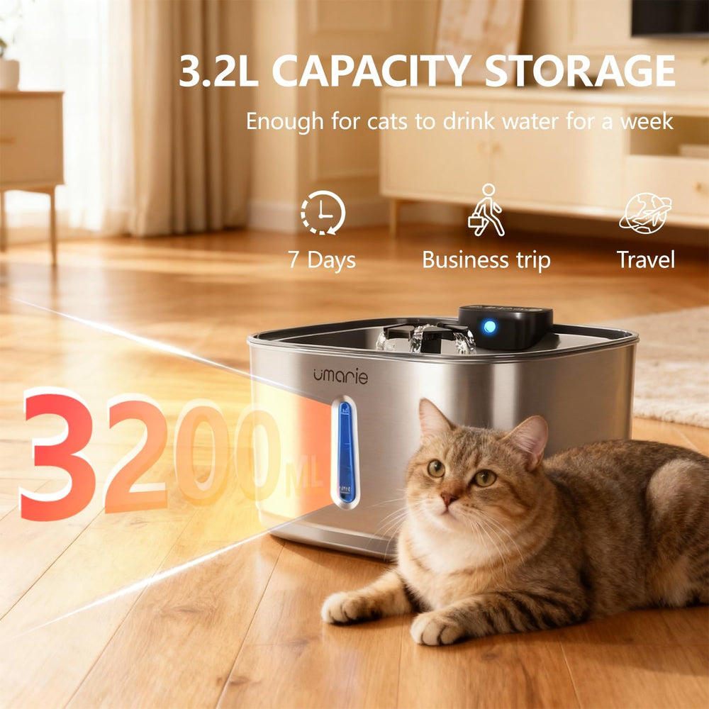 Automatic Cat Water Fountain, Wireless Pet Water Fountain Stainless Steel, Ul...