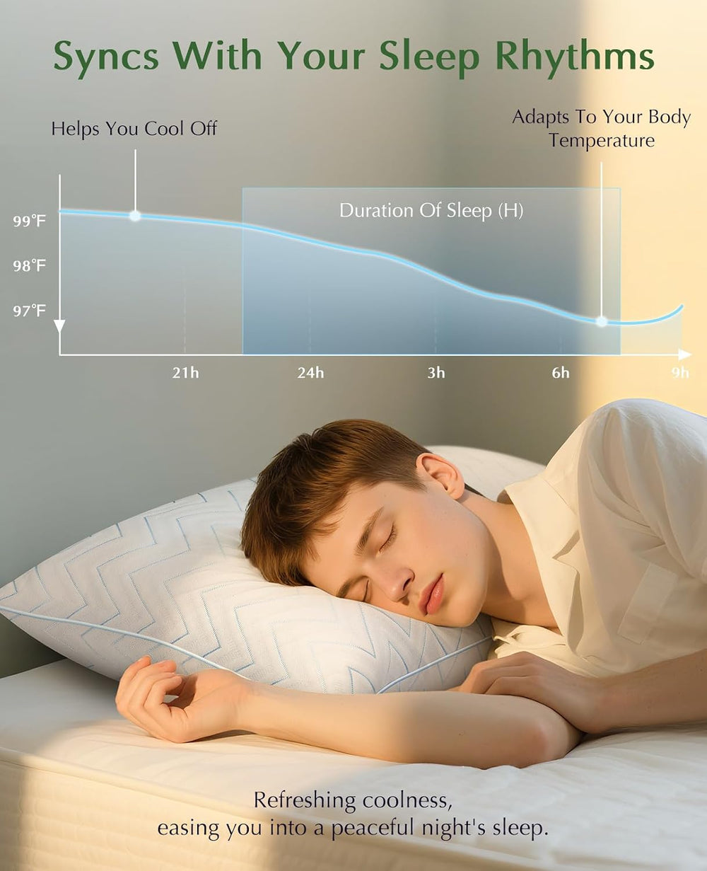 DIORIS Pillows Queen Size Set of 2, Cooling Bed Pillows for Sleeping