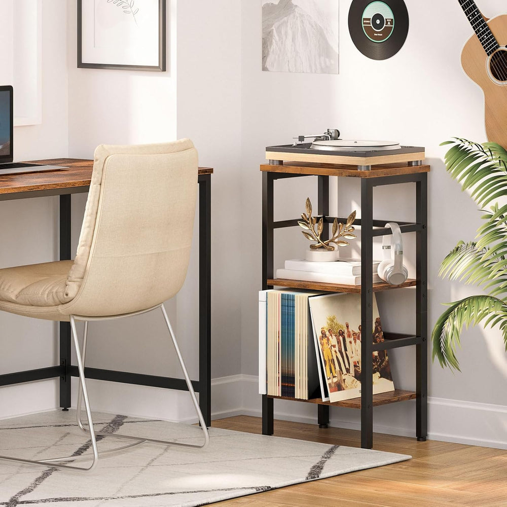 HOOBRO 3 Tier Bookshelf, Small Narrow Bookshelf, Record Storage Rack with Sid...
