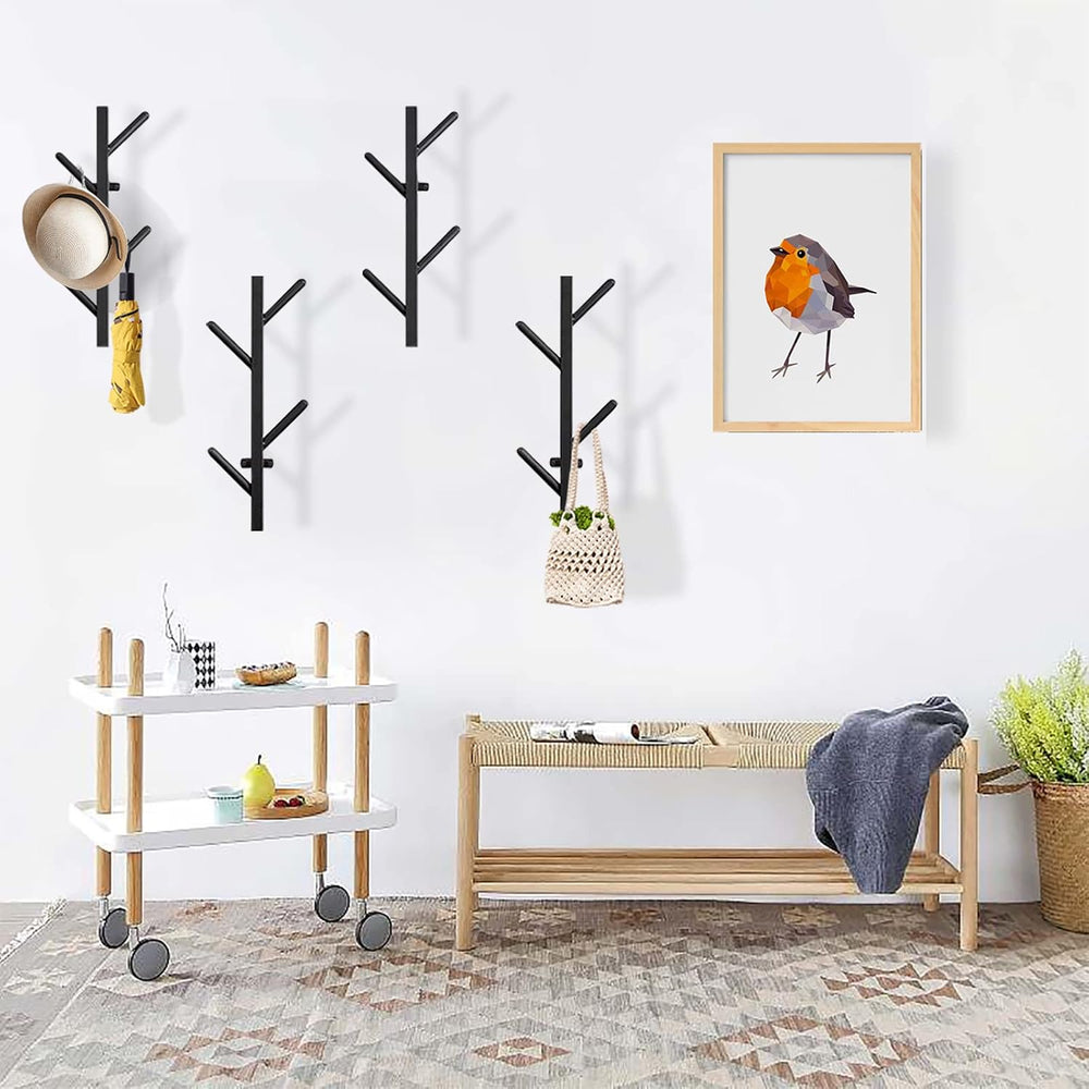 GAWAMAY Vertical Coat Rack Wall Mount Set of 2, Black Modern Metal Coat Hangi...