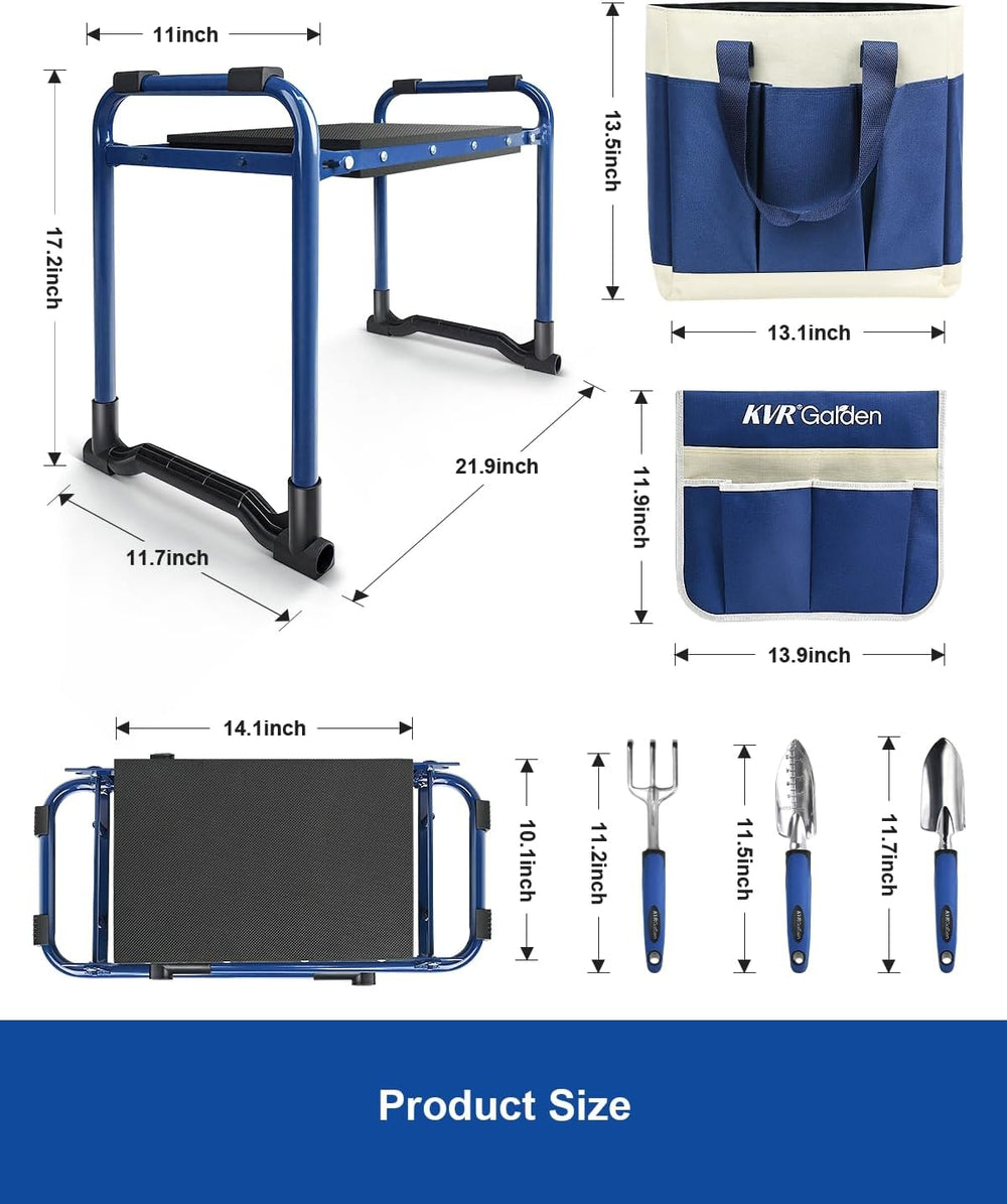 KVR Garden Kneeler and Seat Heavy Duty, 7-Piece Foldable Gardening Bench &amp...