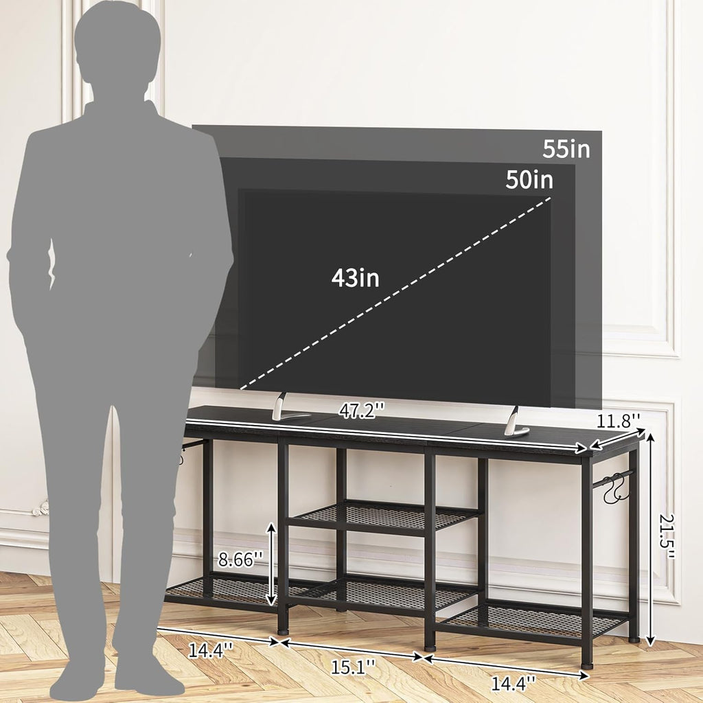 YGEOMER TV Stand for TVs Up to 55 Inch, Black