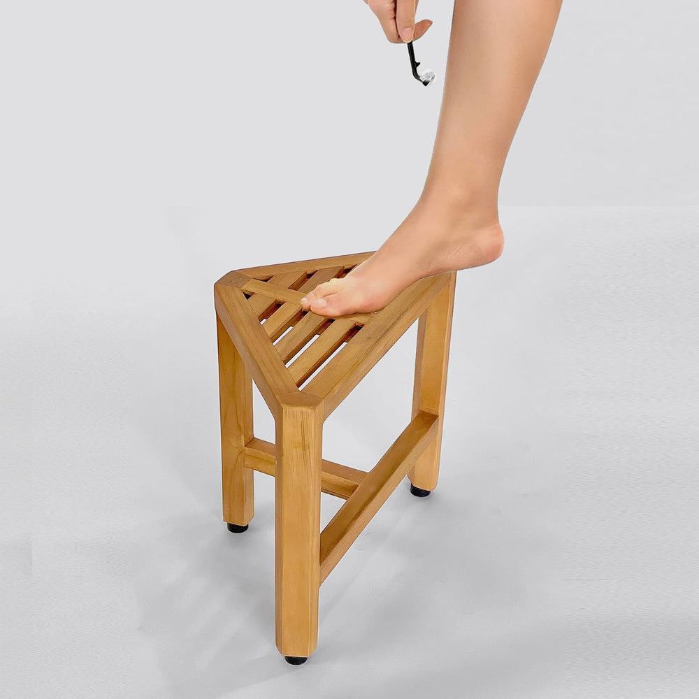 Asta Biro Solid Teak Shower/Bath/Spa Corner Foot Stool, TB-008