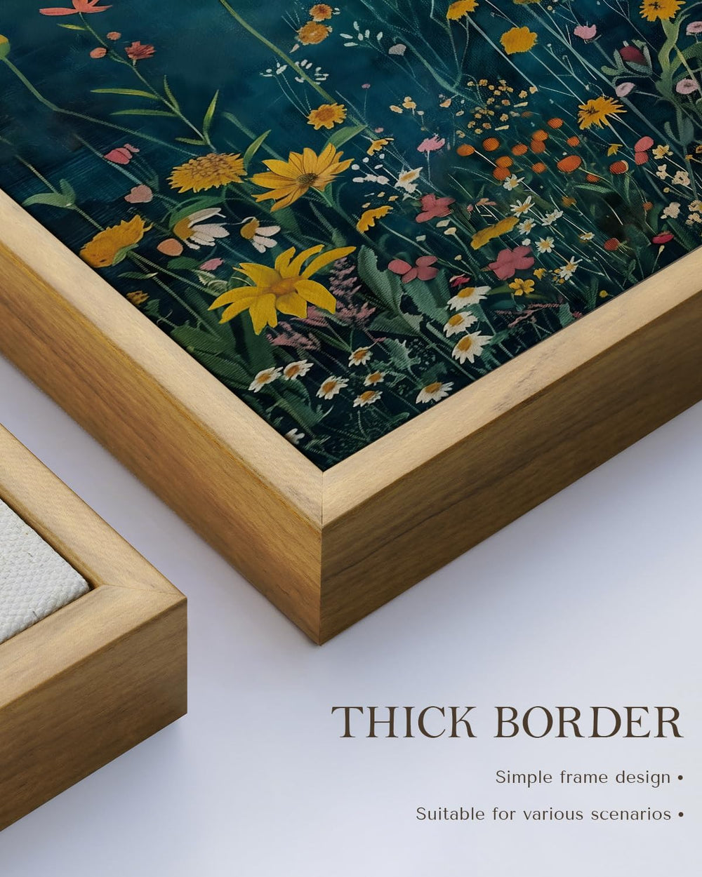 WHASAYART Botanical Floral Canvas Print 24x36 Framed Wildflower Wall Art
