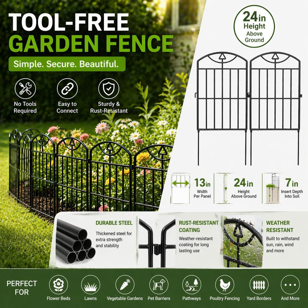 Garden Fence, 17in (H) x25ft (L) Garden Fencing Animal Barrier, 24 Panels