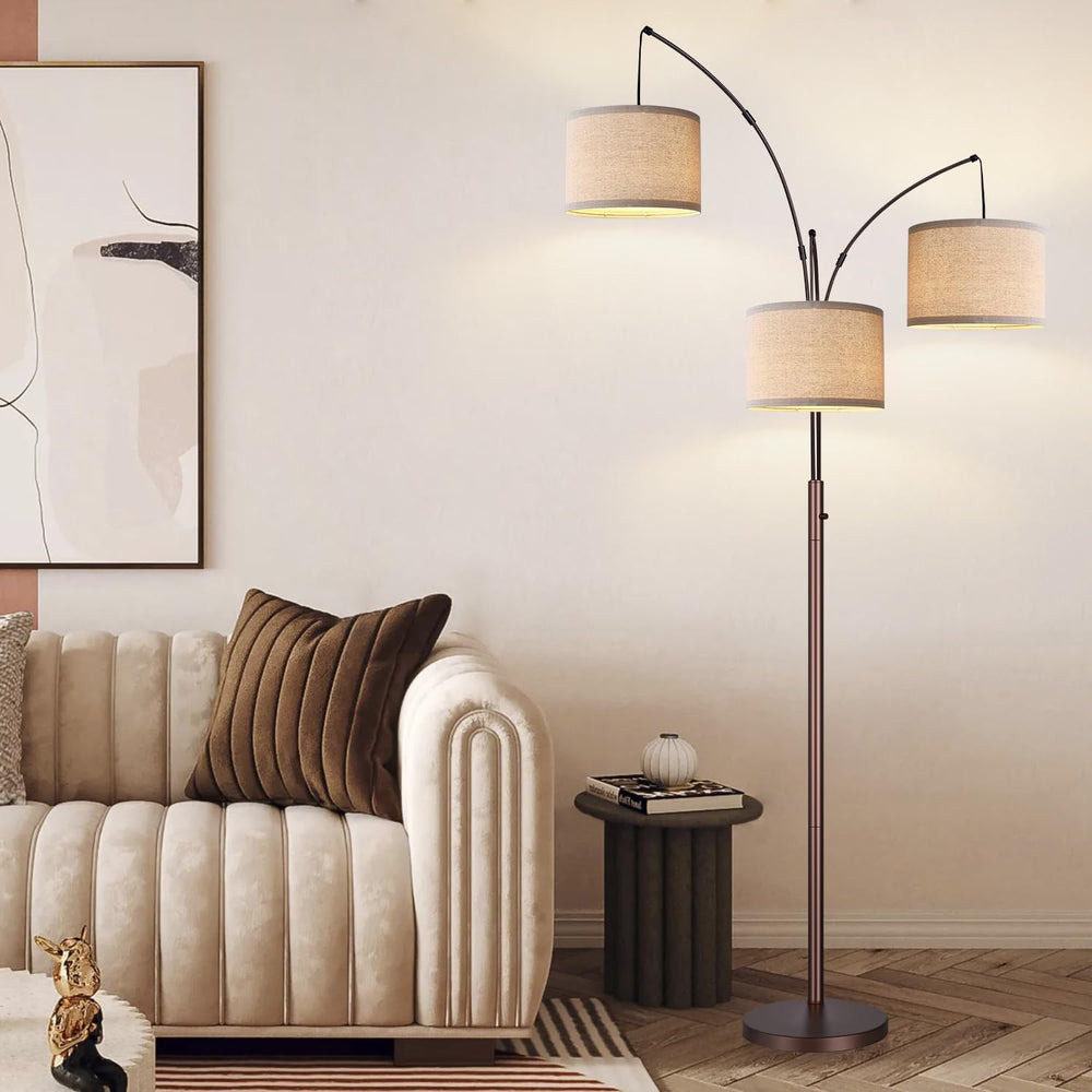 Dimmable Floor Lamp, 3 Lights Brown Arc Floor Lamp, Modern Tall Standing Tree...