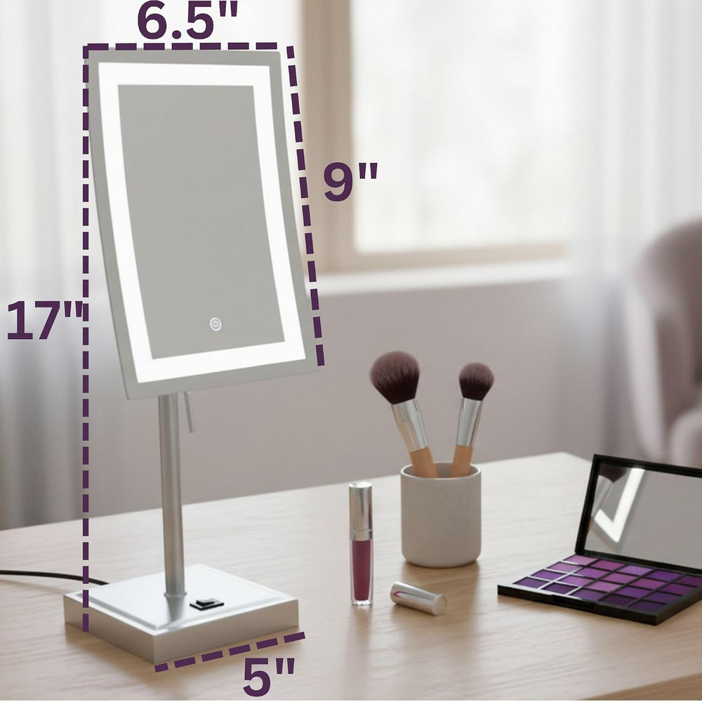 JERDON Lighted Makeup Mirror with 5X Magnification - Nickel - JRT910NL