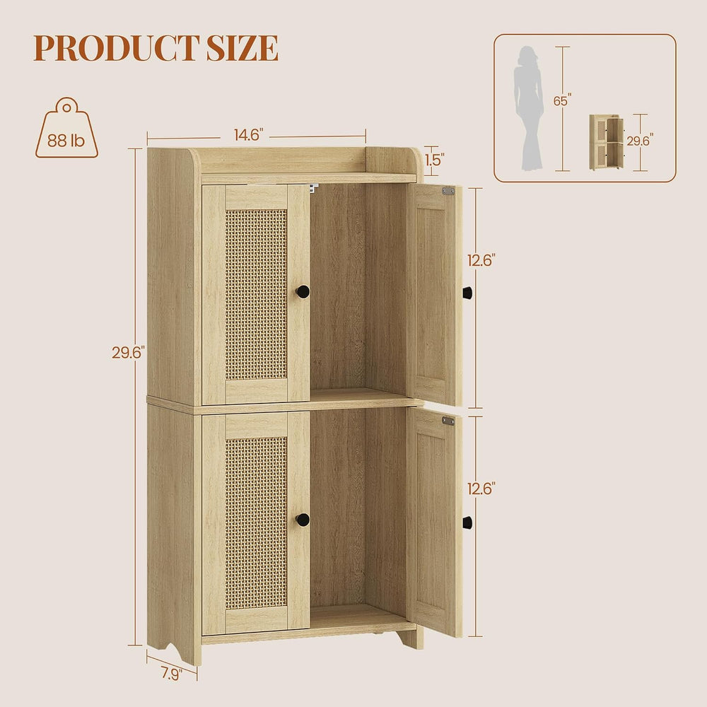 HEXCELEN Small Bathroom Storage Cabinet with 4 Doors,Streamlined American